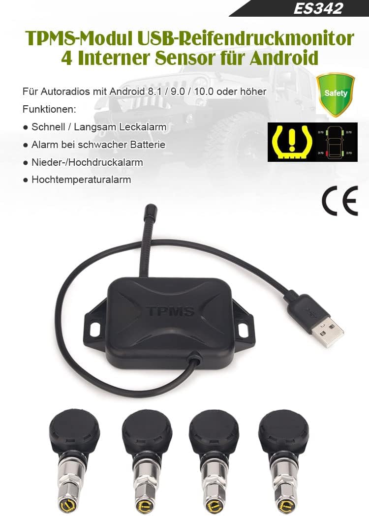 erisin Universal USB Reifendrucksensor Reifendruckkontrollsystem USB TPMS Modul Reifendruckprüfer mi