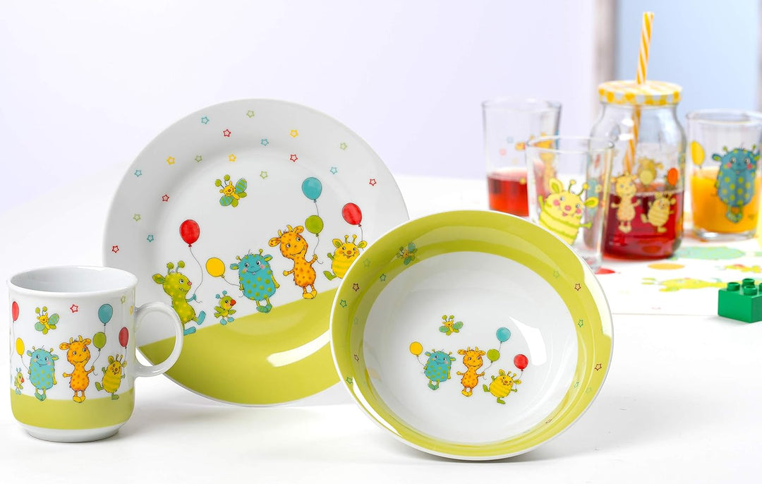 Ritzenhoff & Breker Kindergeschirr Set Monsterchen, 3-teilig, Porzellan