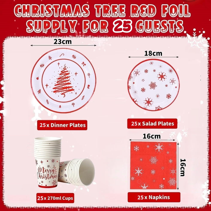 KAHEIGN 168Pcs Weihnachten Geschirr Set für 24 Personen, Papier Partygeschirrset mit 24Sets Speisete