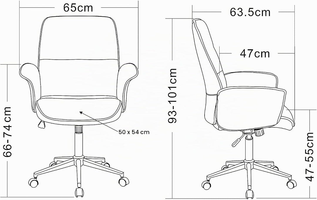 SixBros. Bürostuhl, Schreibtischstuhl mit Armlehne und niedriger Rückenlehne, Drehstuhl stufenlos hö