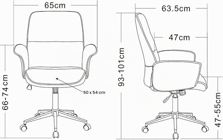 SixBros. Bürostuhl, Schreibtischstuhl mit Armlehne und niedriger Rückenlehne, Drehstuhl stufenlos hö