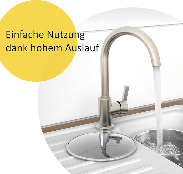 instmaier K3 Küchenarmatur | Wasserhahn Küche Edelstahl | Spültischarmatur mit hohem Auslauf | Armat