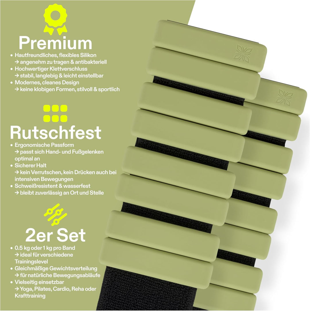 Gewichtsmanschetten aus Silikon (2x0,5 kg oder 2x1 kg) – Knöchelgewichte & Handgelenkgewichte für Fi