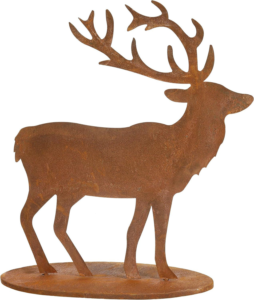 ecosoul Gartendekoration Hirsch stehend mit Platte Metall Rost Deko zum Hinstellen Advent Weihnachte