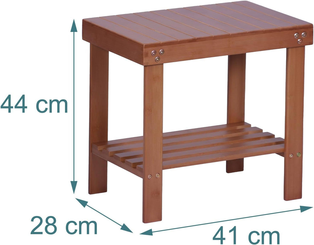 Relaxdays Badhocker aus Bambus, mit Ablagefläche, HxBxT: 41 x 44 x 28 cm, Bad, Wohnzimmer & Flur, Si