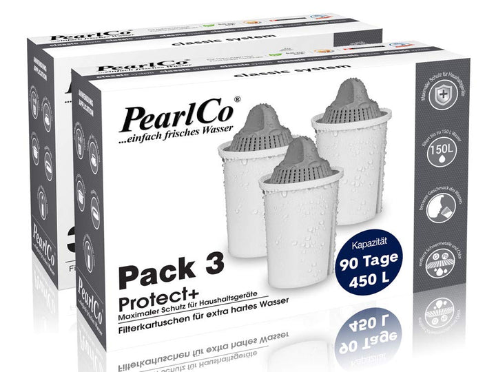 PearlCo - Protect+ classic Pack 6 Filterkartuschen für sehr hartes Wasser - passt zu Brita Classic H