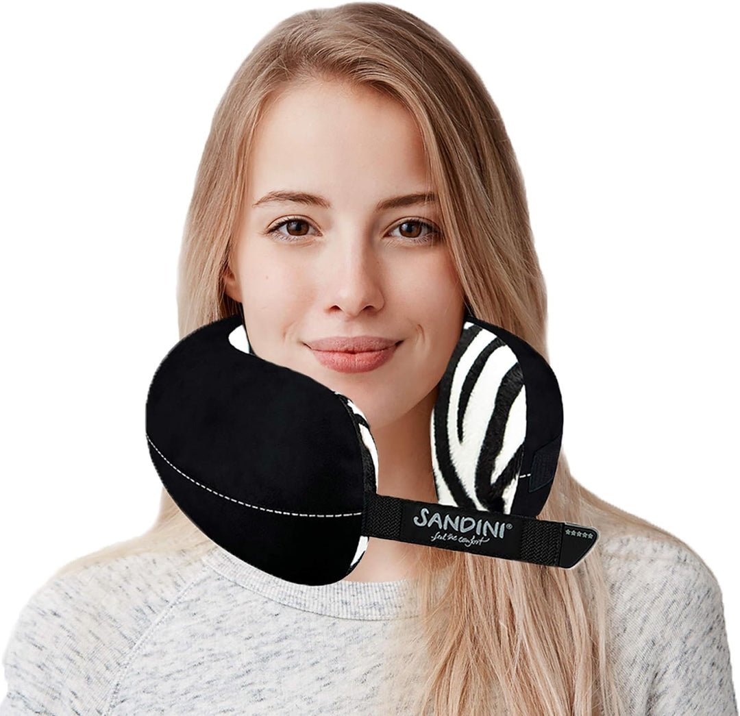 SANDINI TravelFix® Slim Size – Plüsch - Premium Reisekissen Made in EU/Nackenkissen mit ergonomische