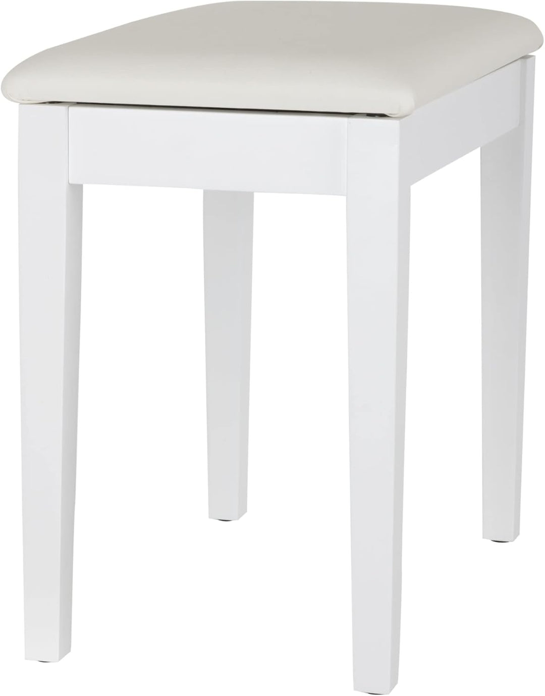 Classic Cantabile Pianobank Modell S - Stabiler Klavierhocker - Weisse Sitzfläche aus Kunstleder - A