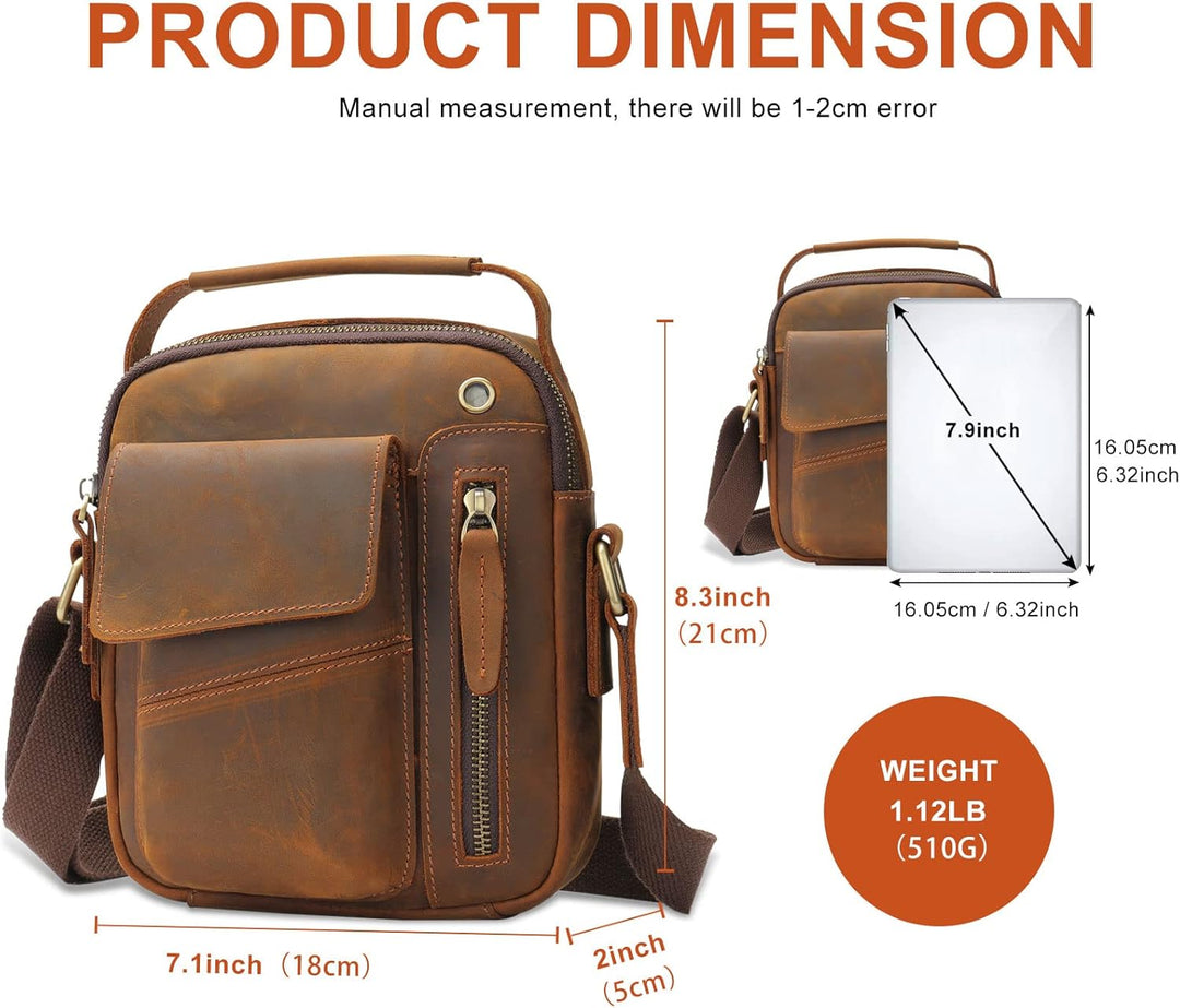 BAIGIO Umhängetasche Herren Leder Schultertasche Vintage Crossbody Bag Messenger Herrentasche zum Um