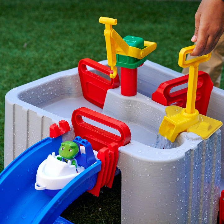 AquaPlay Harbour Wasserbahn - Outdoor-Wasserspiel mit Bahn, Booten und 2 Spiel-Figuren - Wasserspiel