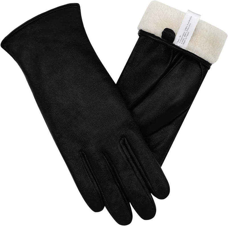 vislivin Vollhand Touchscreen-Handschuhe für Damen Leder Handschuhe Warmer Winter SMS Autofahren Han