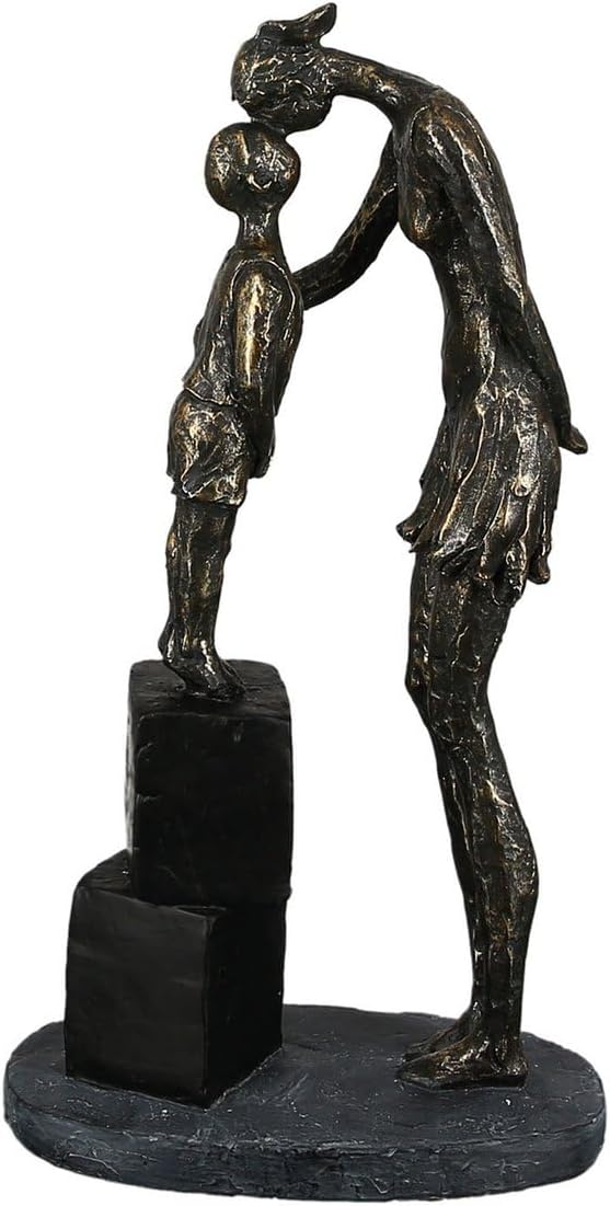 Casablanca modernes Design Gilde Skulptur Mum and Child bronzefarben, Basis in grau H: 28 cm B: 15 c