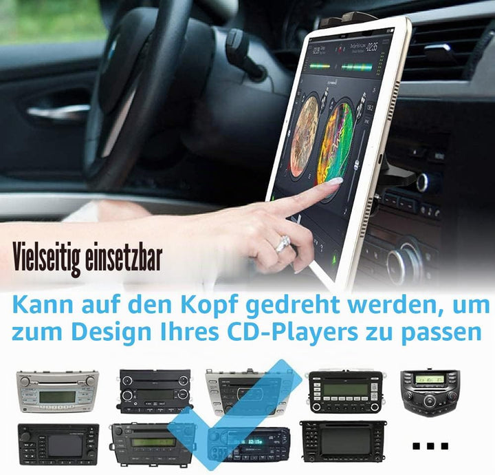 Stabile CD Schlitz Auto Tablet Halterung, woleyi CD Player KFZ Tablet Handyhalterung mit voller Dreh