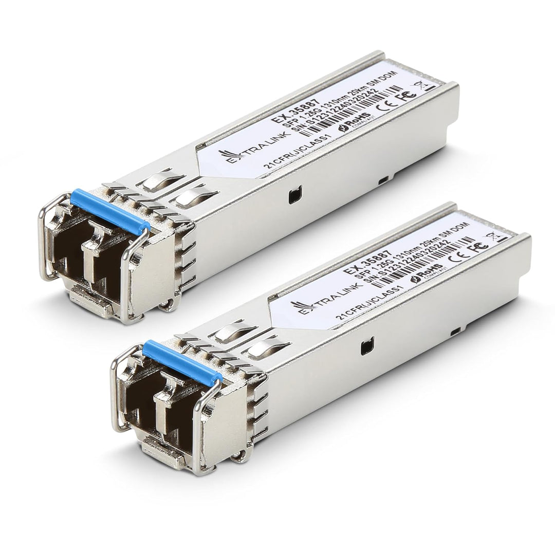 Extralink SFP Modul 1.25G LC Duplex Singlemode 1310 nm 20KM MSA-kompatibel – Für Cisco, Ubiquiti Uni