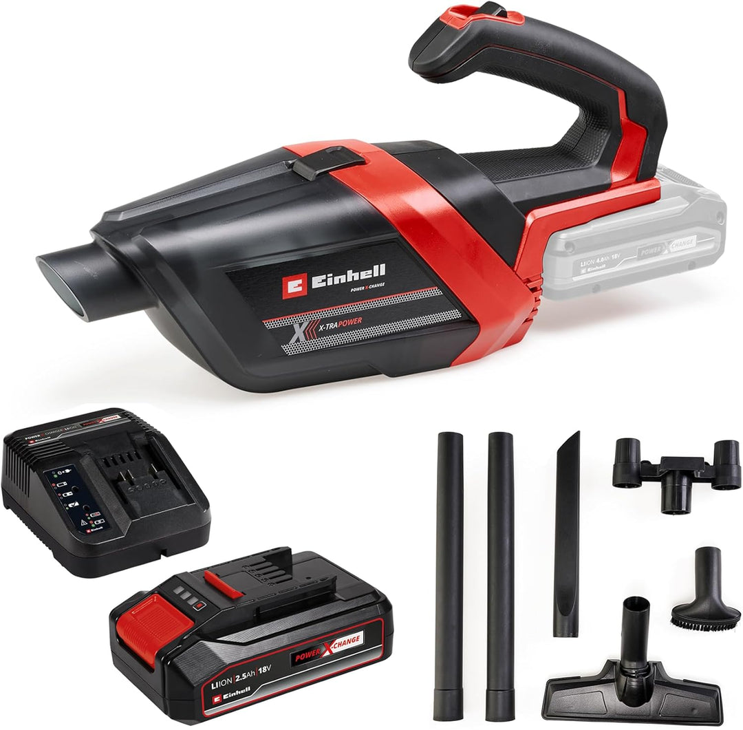 Einhell Akku-Handstaubsauger TE-HV 18/06 Li Power X-Change (18 V, 72 mbar Saugleistung, inkl. Fugend