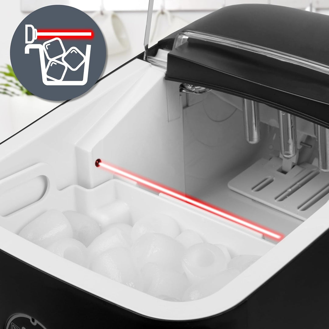 Duronic ICM12 BK Automatische Eiswürfelmaschine | 8 Eiswürfel in 6-8 min | 1 L Wassertank | Bis zu 1