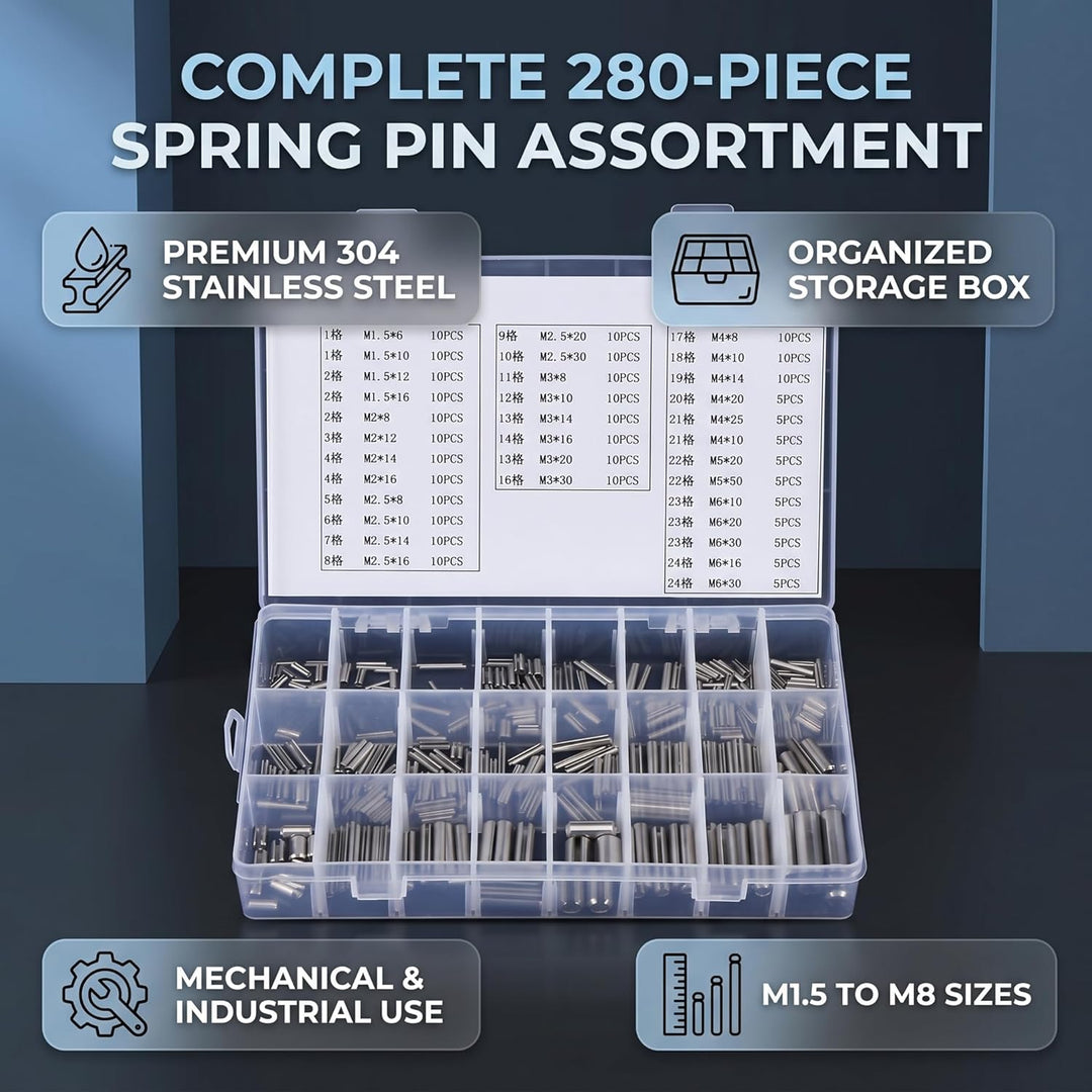 280 Stücke 304 Zylinderstift Kit Edelstahl Elastische Zylinderstift Schrank Möbel Regal Pins Unterst