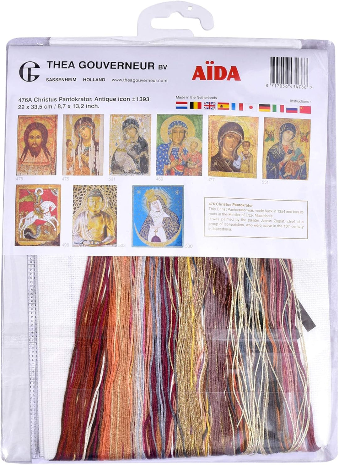 Thea Gouverneur - Kreuzstich-Set - Christus Pntokrator - Aida - 18 Count - Für Erwachsene - 476A, 47