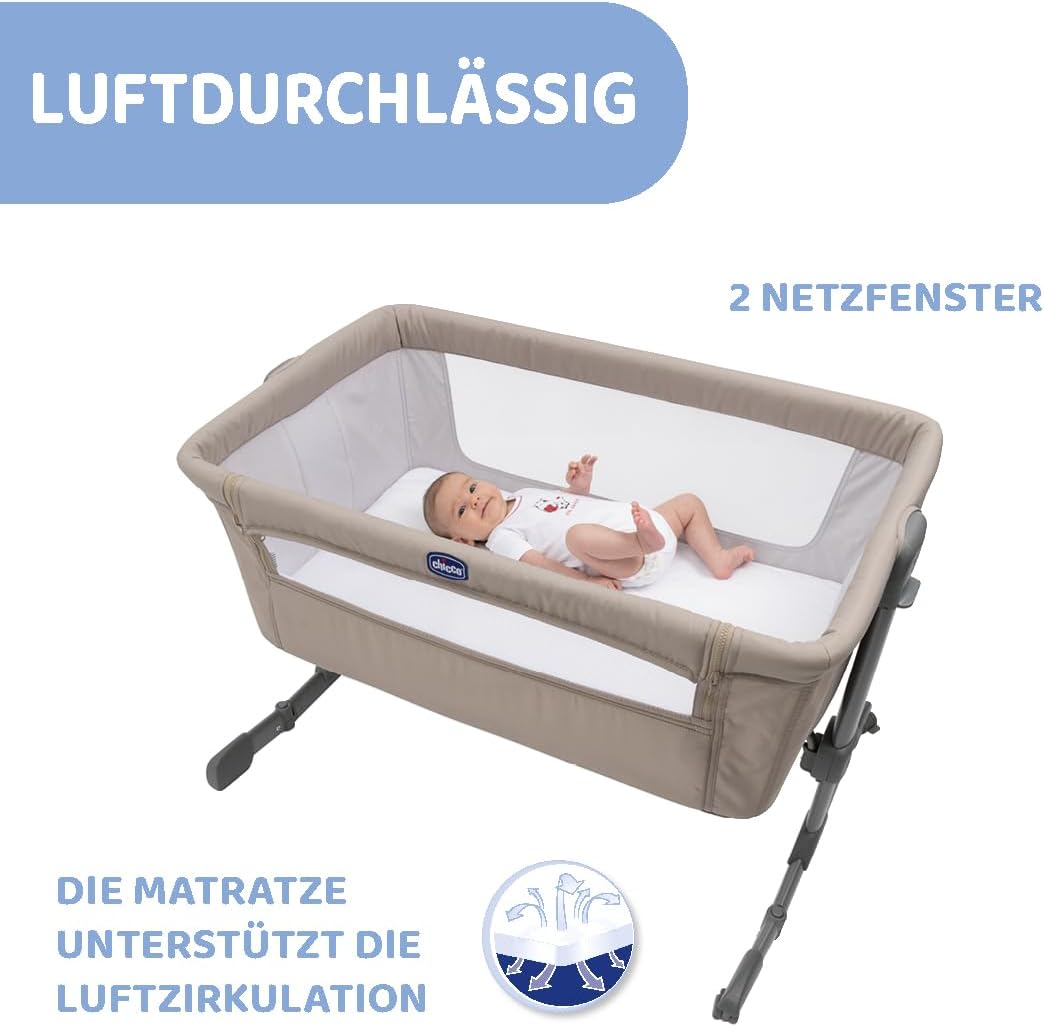 Chicco Next2Me Essential Babybett zum Anstellen, Co-Sleeping-Bett, kompatibel mit verschiedenen Bett