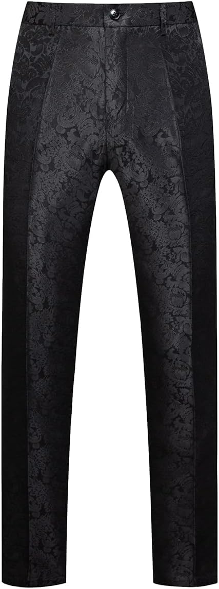 KUDORO Herren Anzüge 3-Teilig Slim Fit Paisley für Hochzeit Party Eine Knöpfe Jacquard Smoking Herre