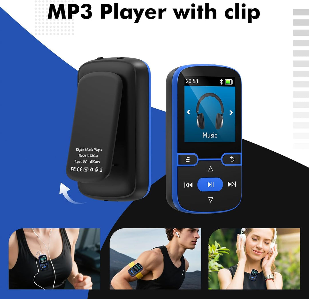 64 GB MP3 Player Bluetooth 5.3 mit Clip für Kinder Tragbarer mp3 -Player Musik-Player mit FM-Radio,