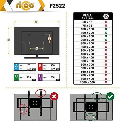 RICOO TV Monitor Wandhalterung Fernseher Flach Ultra Slim für 23-42 Zoll, Universal TV Halterung F25