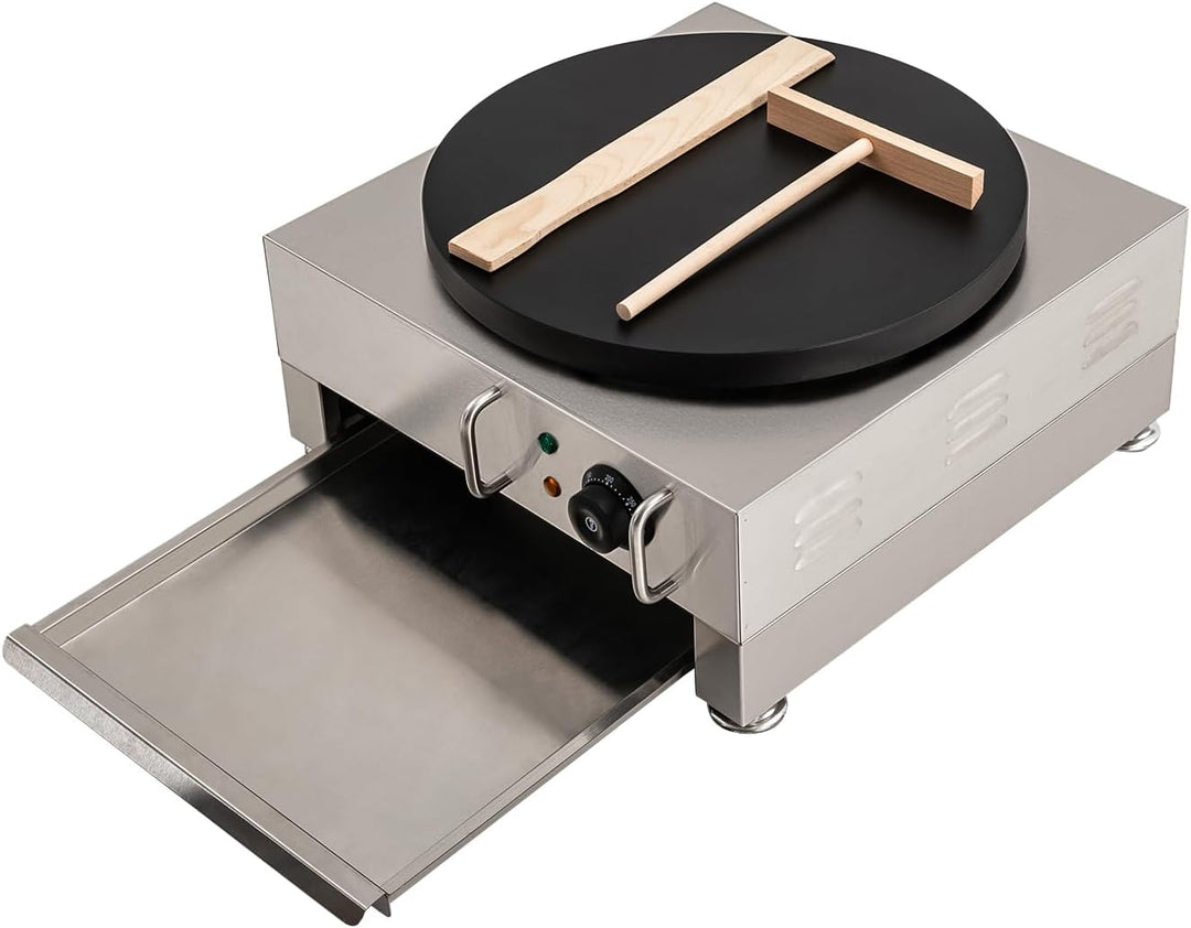Crepes Maker Creperie Antihaftbeschichtung Ø 40cm 50–300°C Crepeseisen mit Hölzerne Spachtel + Herau
