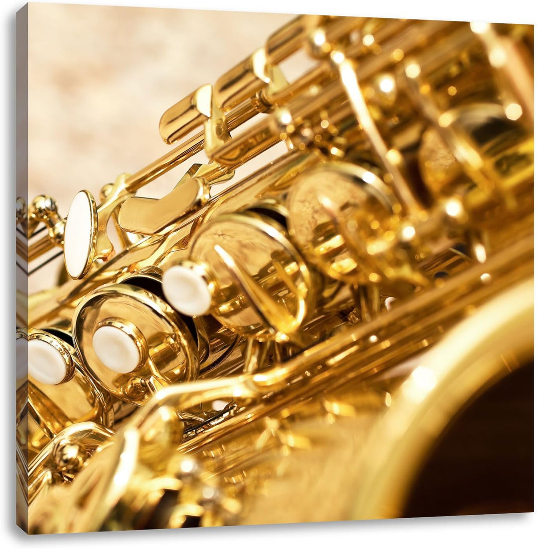 Pixxprint Saxophon, Format: 70x70 auf Leinwand, XXL riesige Bilder fertig gerahmt mit Keilrahmen, Ku