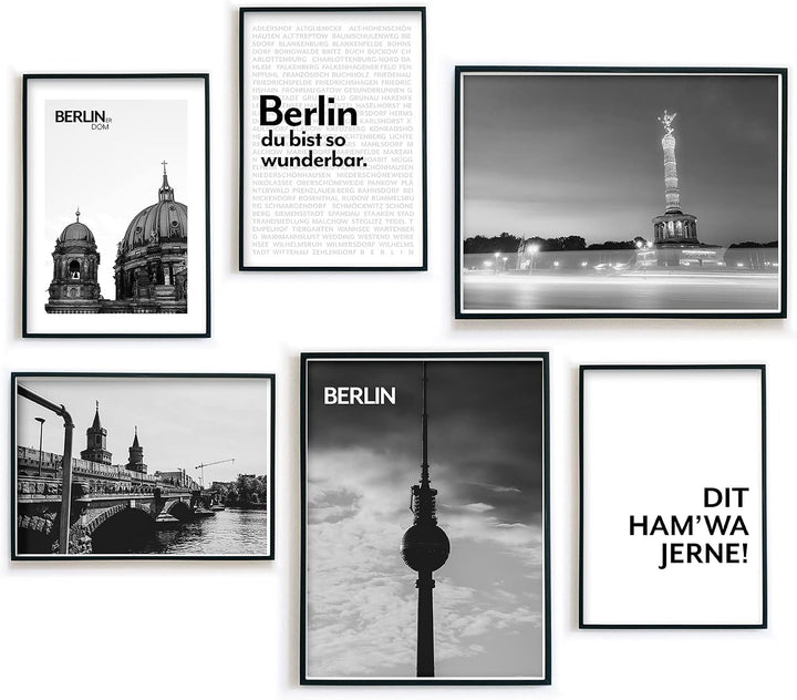 Berlin Poster - Wohnzimmer Bilder Set für Berliner - Geschenk Idee zum Einzug/Umzug - Hauptstadt - o