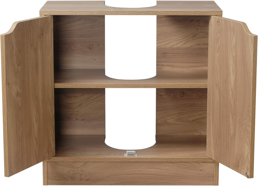 URBNLIVING Waschbeckenunterschrank für das Badezimmer, mit Standfuss, Eiche, Eiche