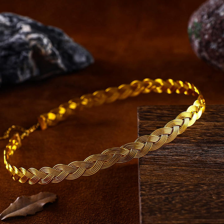 Goldener Wikinger keltischer Kreis - Vicking Mittelalter Geflochtene Vintage Krone für Männer Frauen