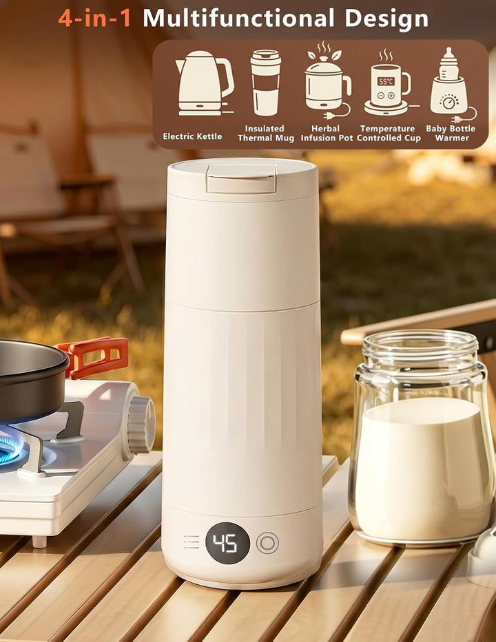 600ML Elektrischer Reisewasserkocher Klein, Kleiner Wasserkocher Reise Schnelles Kochwasser 316 Edel