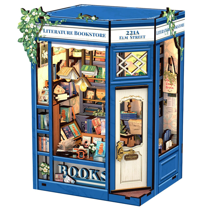 Cutefun Book Nook, DIY Miniatur Haus Kit für Erwachsene 3D Holzpuzzle Mini Booknook Bücherregal Mode