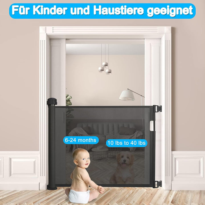 UISEBRT Türschutzgitter Ausziehbar 0-150cm, Treppenschutzgitter für Baby und Pelztiere, Kinder Schut