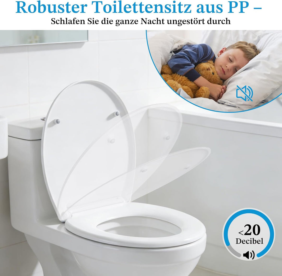 Toilettendeckel mit Absenkautomatik, WC Sitz mit Absenkautomatik Antibakteriell & UV-beständig O For