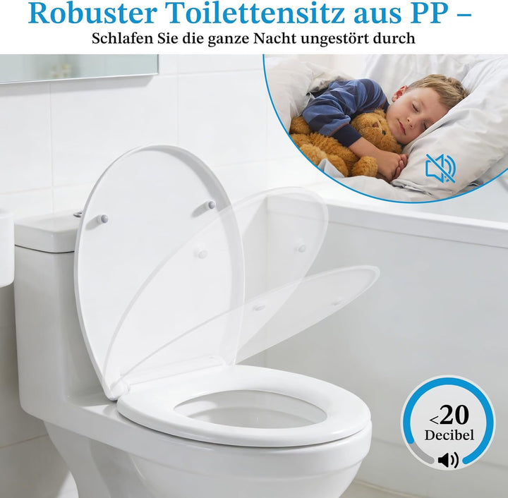 Toilettendeckel mit Absenkautomatik, WC Sitz mit Absenkautomatik Antibakteriell & UV-beständig O For
