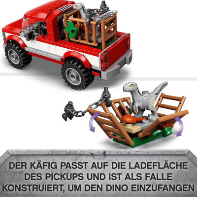 LEGO Jurassic World Blue & Beta in der Velociraptor-Falle, Spielzeugauto mit Dinosaurier Figuren, Ge