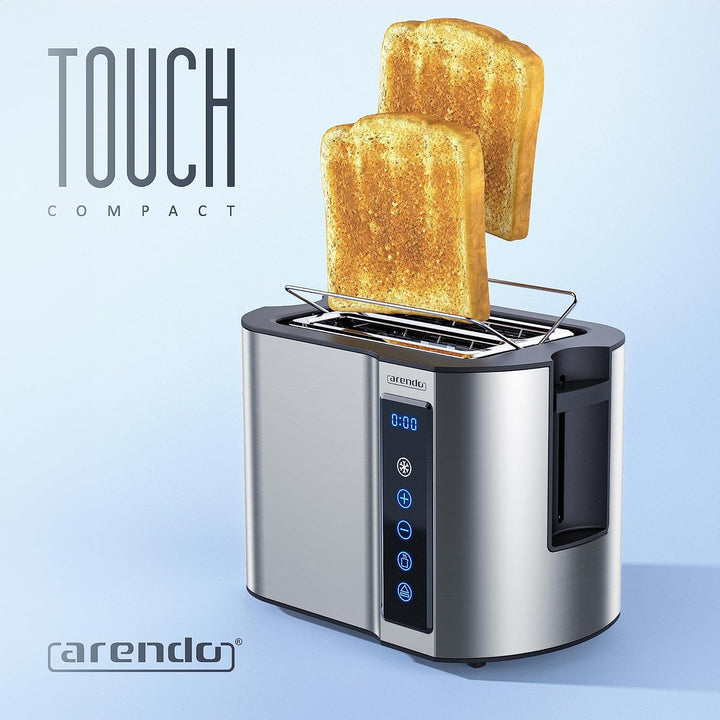 Arendo - Touch Toaster 2 Scheiben Edelstahl - Touchpanel - digital Display Restzeitanzeige - 800 W –
