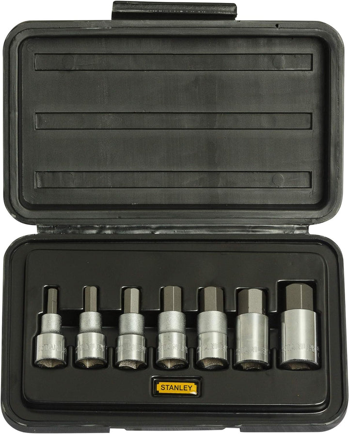 Stanley Steckschlüsseleinsatz-Set, 6-Kant (1/2 Zoll, 7-teilig, 6/8/10/12/14/17/19 mm, MaxiDrive Prof