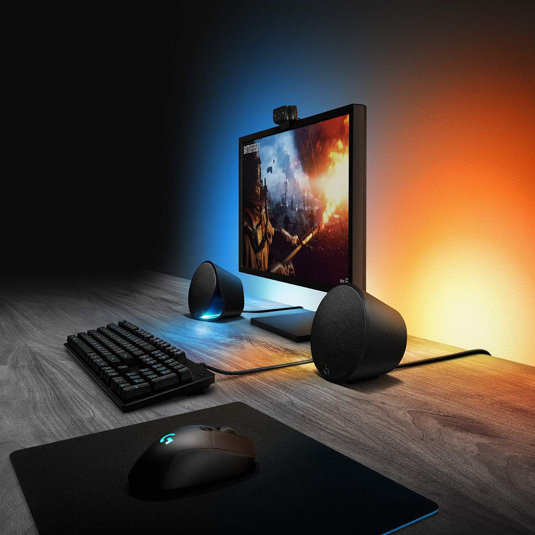Logitech G560 PC Gaming Lautsprecher mit DTS:X Ultra Surround Sound, Spielbasierter LIGHTSYNC RGB-Be