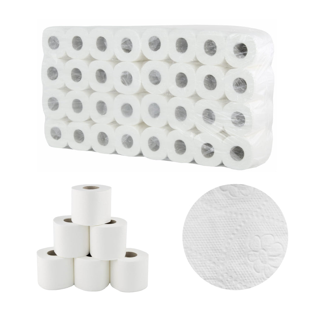64 Rollen Toilettenpapier a 250 Blatt, 2-lagig, hochweiss, Zellstoff, soft, Beutel a 64 Rollen