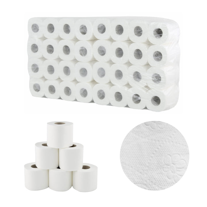 64 Rollen Toilettenpapier a 250 Blatt, 2-lagig, hochweiss, Zellstoff, soft, Beutel a 64 Rollen