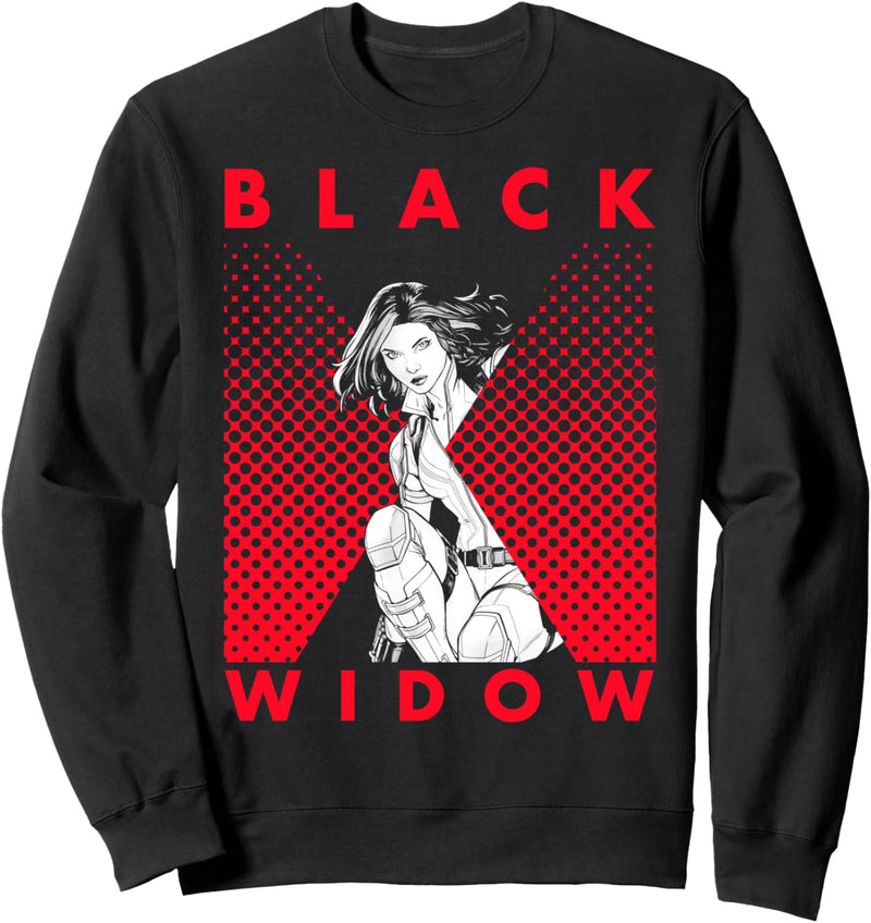 Marvel Black Widow Halftone Portrait Logo Sweatshirt