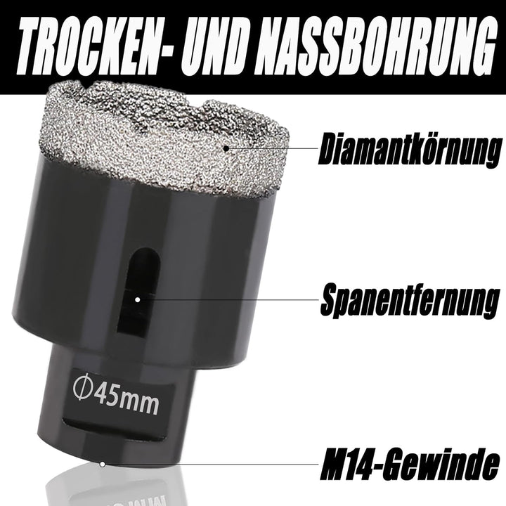 10 Stück/Satz Diamant Fliesenbohrer Set, 6–50mm M14 Gewinde vakuumgelöteter Winkelschleifer Mauerwer