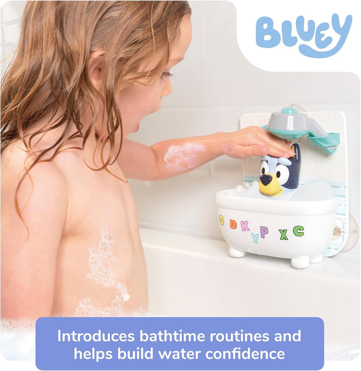 Toomies Bluey Dusche & Schaumbad, interaktives Badespielzeug, mit Wasserdusche und Schaumbildung, fö