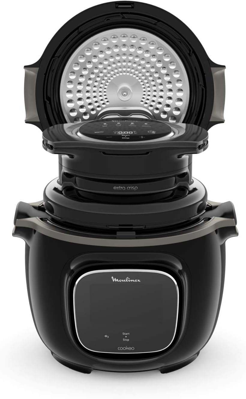 Moulinex Extra Crisp Deckel Cookeo, knusprige Rezepte, 4 automatische Programme, manueller Modus, ei