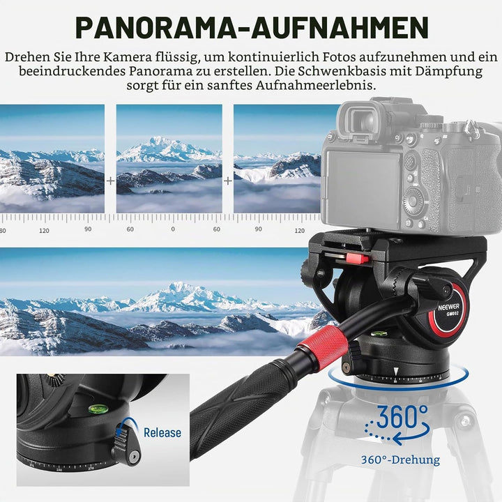 NEEWER Videostativ Fluidkopf mit Schnellwechselplatte, kompatibel mit DJI RS Gimbals Manfrotto, Tele