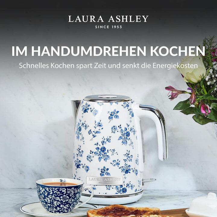 Laura Ashley China Rose Kabelloser Elektrischer Wasserkocher von VQ. Edelstahl-Wasserkocher 1.7 Lite