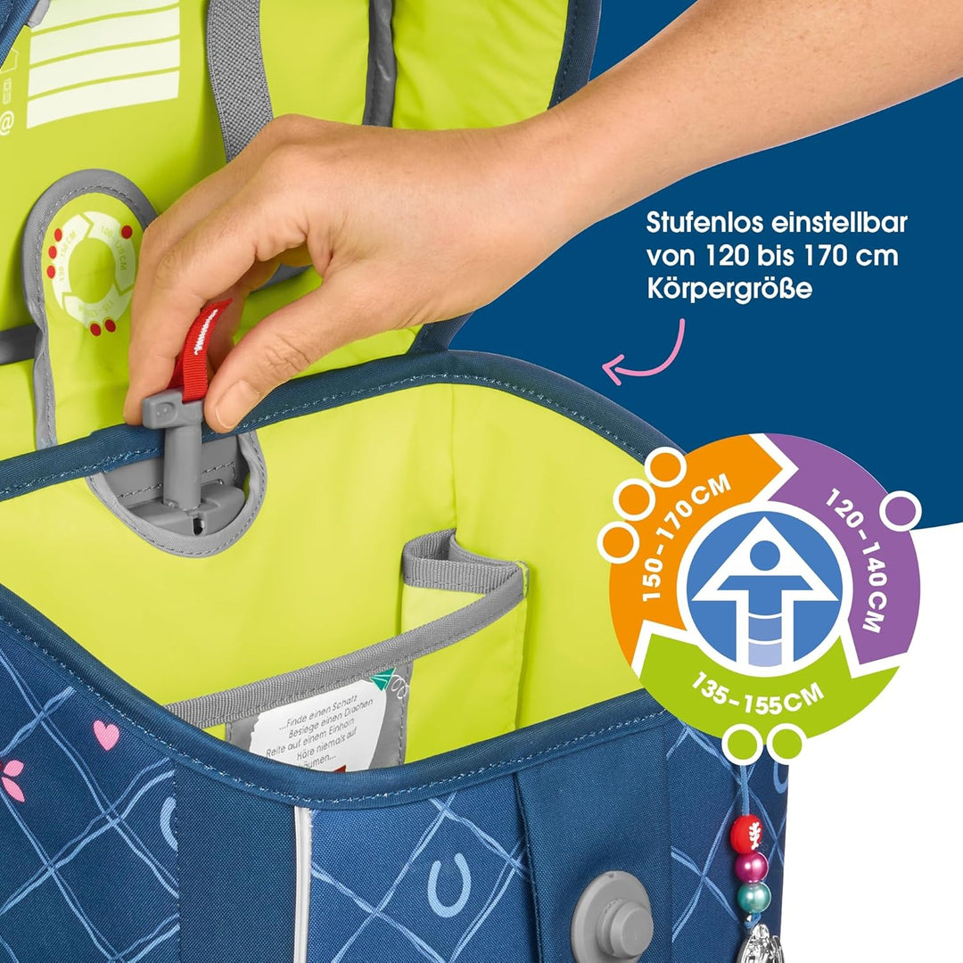 Step by Step Giant Schulranzen-Set „Horse Lima“, 5-teilig, blau, ergonomischer Tornister mit Reflekt