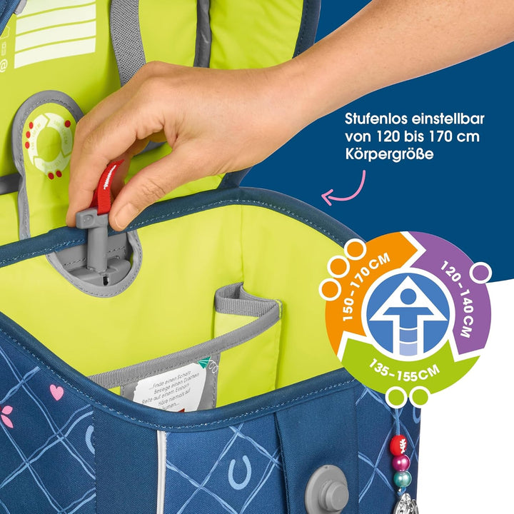 Step by Step Giant Schulranzen-Set „Horse Lima“, 5-teilig, blau, ergonomischer Tornister mit Reflekt